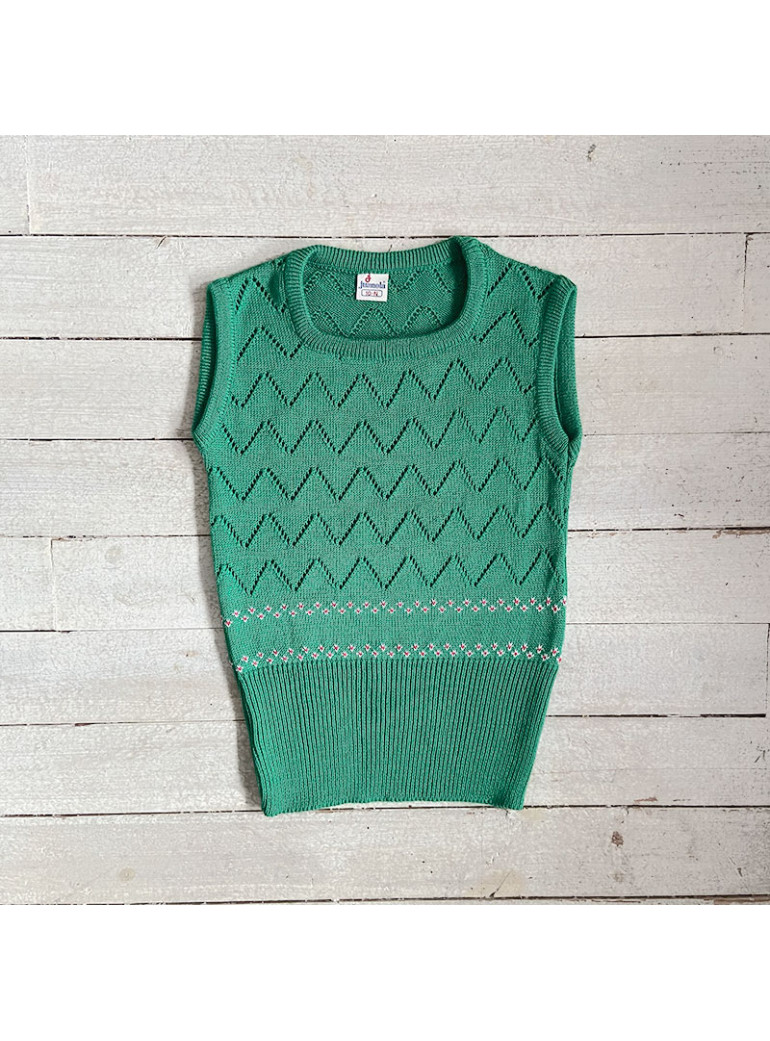 VINTAGE Girl Knit Vest- Green